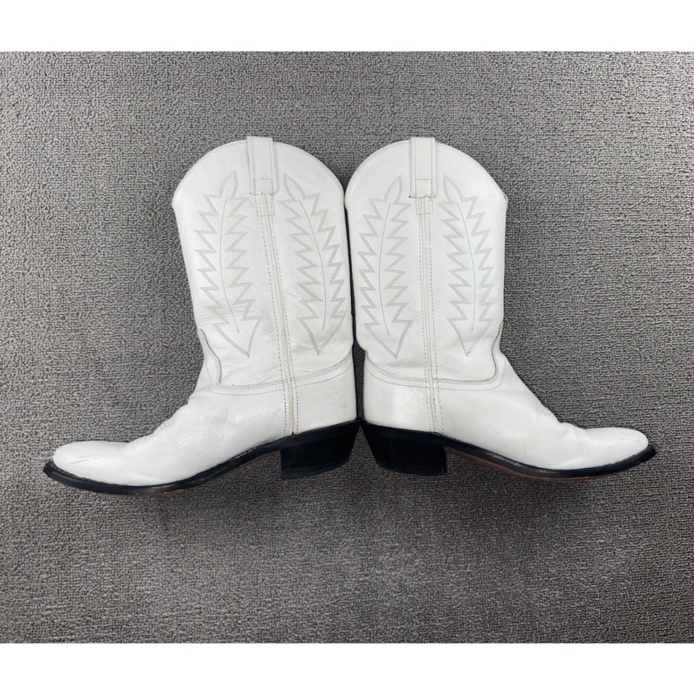 Western Cowgirl Boots Women 7 White Leather Embroidered SCL7021 Rodeo Festival